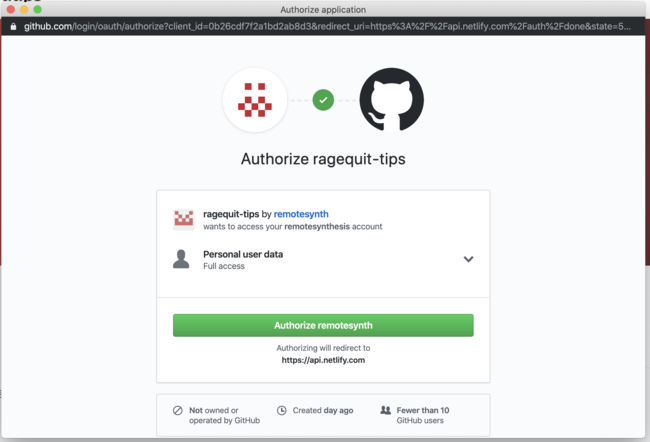 authorize permisions with GitHub