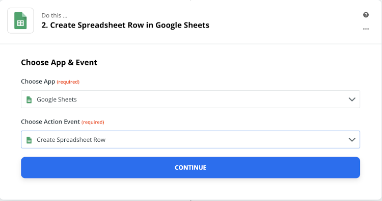 configuring Google Sheets in Zapier