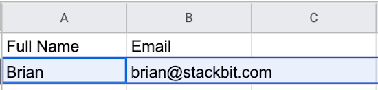 Our data in a Google Sheet