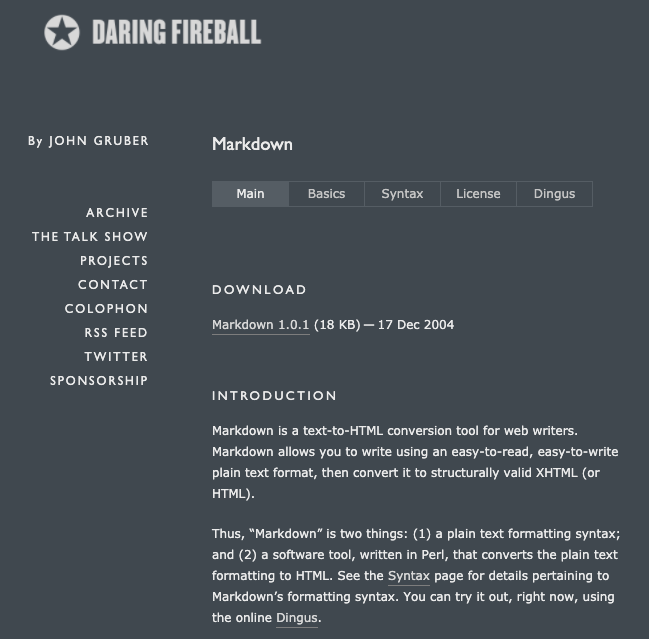 John Gruber's original Markdown