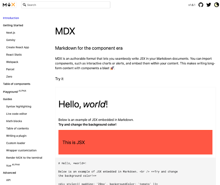 MDX homepage