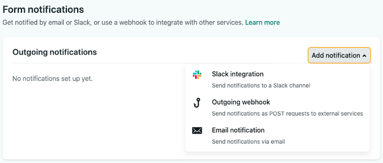 adding form notifications in the Netlify dashboard
