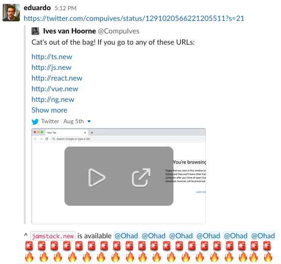 Screenshot of the Stackbit Slack