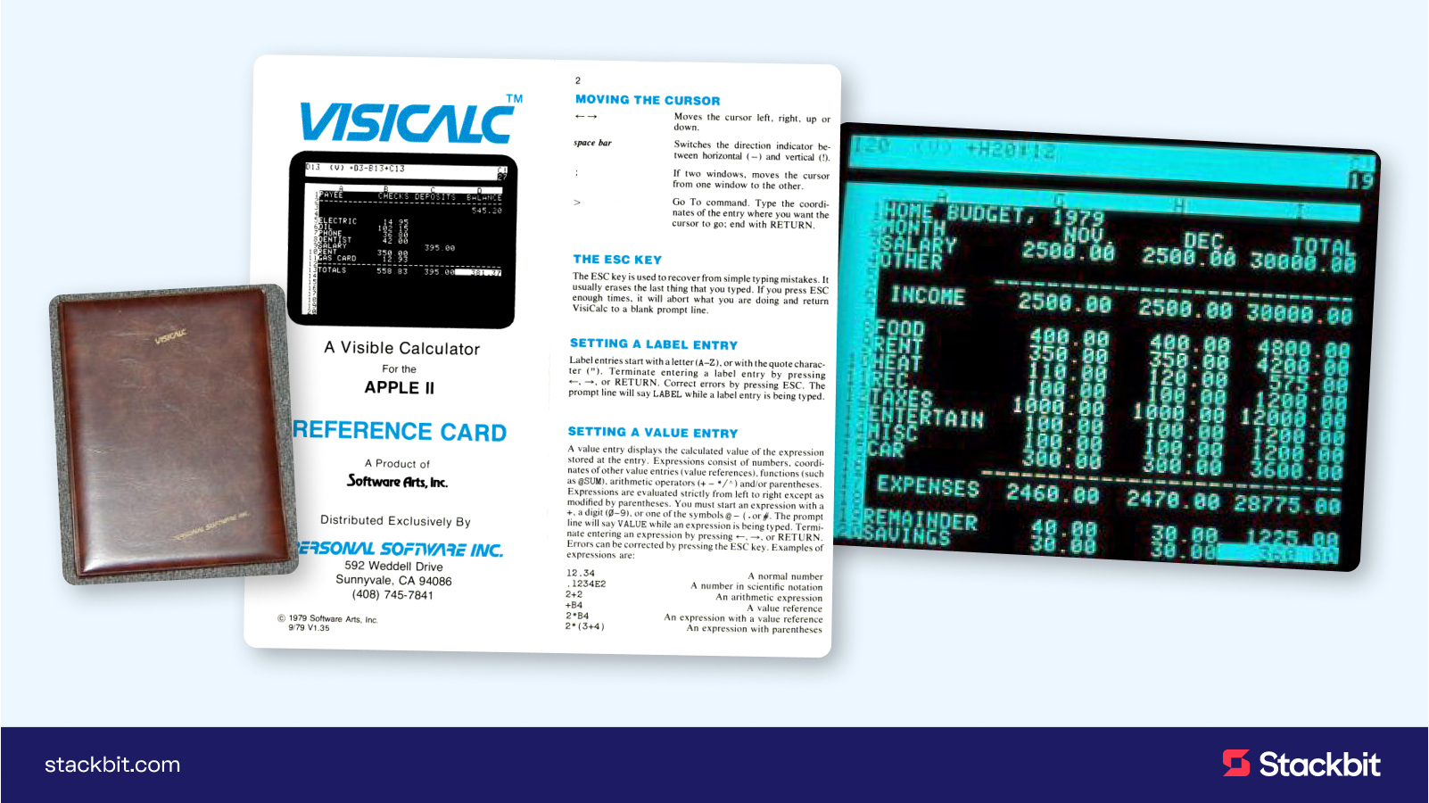 VisiCalc's packaging, reference cards, and ui