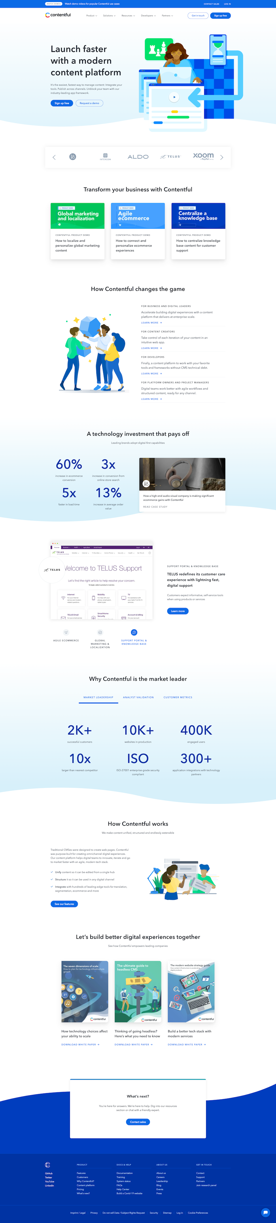 Contentful's home page design